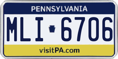 PA license plate MLI6706