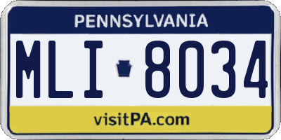 PA license plate MLI8034