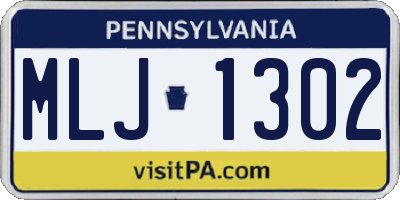 PA license plate MLJ1302