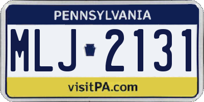 PA license plate MLJ2131