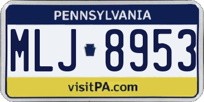 PA license plate MLJ8953