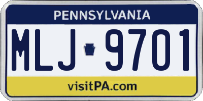 PA license plate MLJ9701
