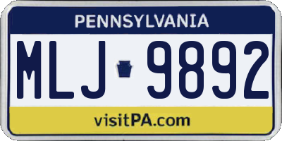 PA license plate MLJ9892