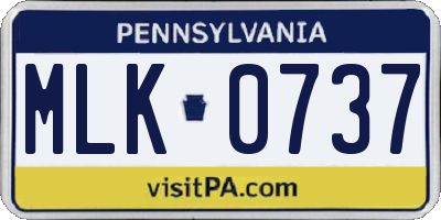 PA license plate MLK0737