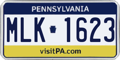 PA license plate MLK1623