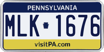 PA license plate MLK1676