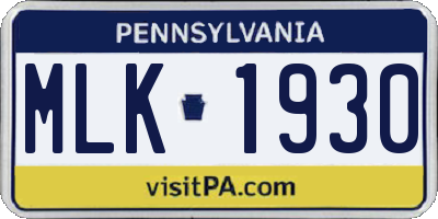 PA license plate MLK1930