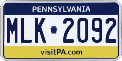 PA license plate MLK2092