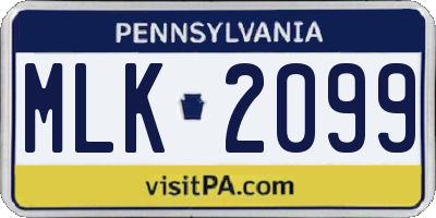 PA license plate MLK2099