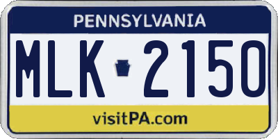 PA license plate MLK2150