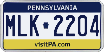 PA license plate MLK2204
