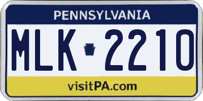 PA license plate MLK2210