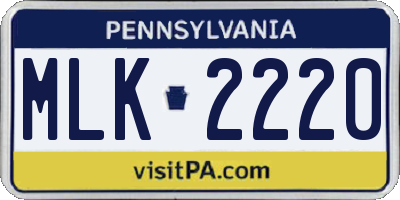 PA license plate MLK2220