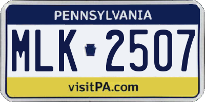 PA license plate MLK2507