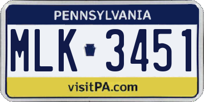 PA license plate MLK3451