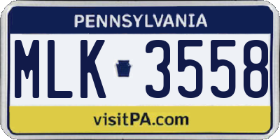 PA license plate MLK3558