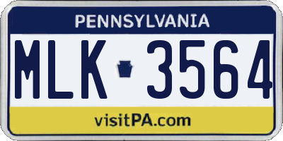 PA license plate MLK3564