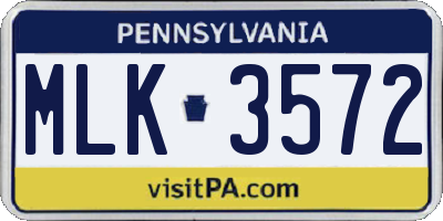 PA license plate MLK3572