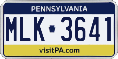 PA license plate MLK3641