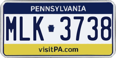 PA license plate MLK3738