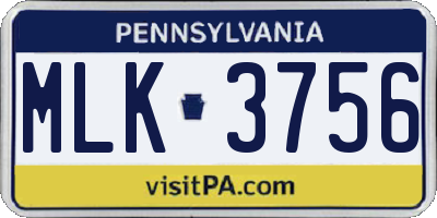 PA license plate MLK3756