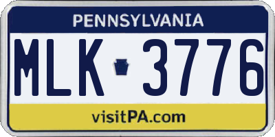 PA license plate MLK3776