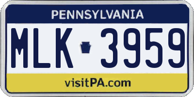 PA license plate MLK3959