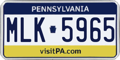 PA license plate MLK5965