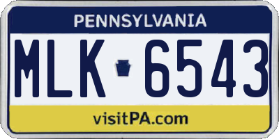 PA license plate MLK6543