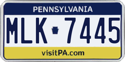PA license plate MLK7445