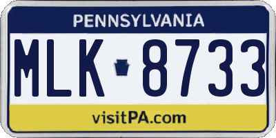 PA license plate MLK8733