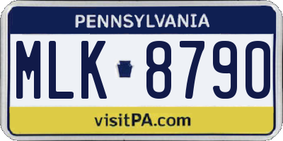 PA license plate MLK8790