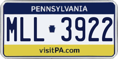 PA license plate MLL3922