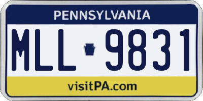 PA license plate MLL9831