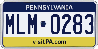 PA license plate MLM0283