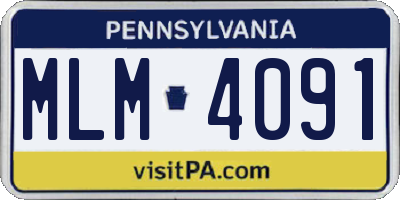 PA license plate MLM4091