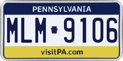 PA license plate MLM9106