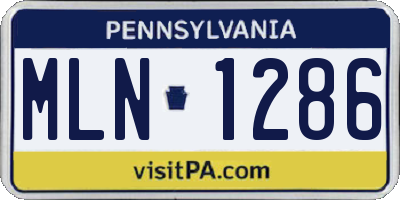 PA license plate MLN1286