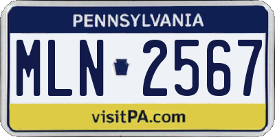 PA license plate MLN2567