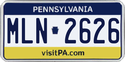 PA license plate MLN2626
