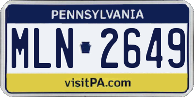 PA license plate MLN2649