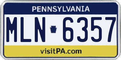 PA license plate MLN6357