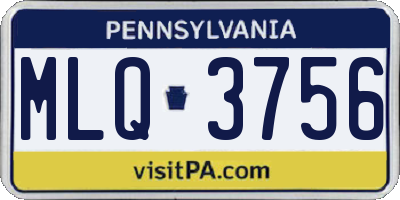 PA license plate MLQ3756