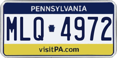 PA license plate MLQ4972
