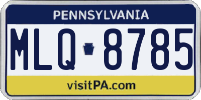 PA license plate MLQ8785