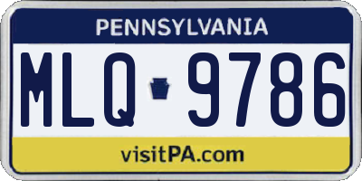 PA license plate MLQ9786