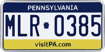 PA license plate MLR0385