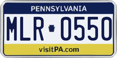 PA license plate MLR0550