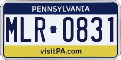 PA license plate MLR0831