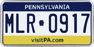 PA license plate MLR0917